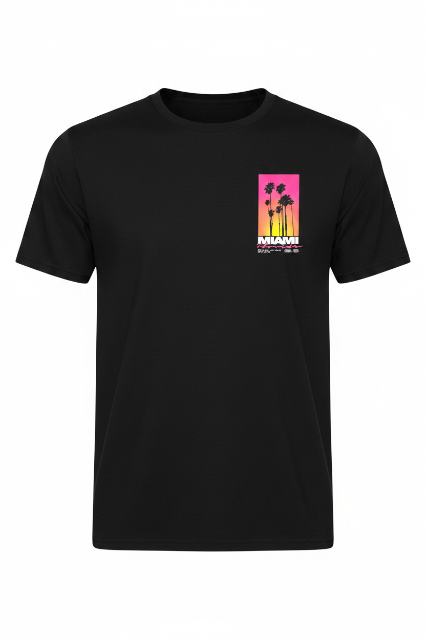 T-Shirt Noir Premium Best Seller Palm District Miami — coton 220g oversize