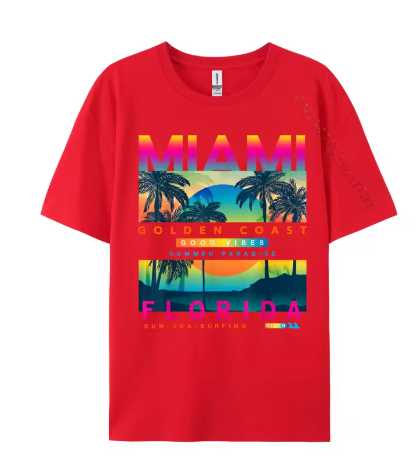 Miami Golden Coast Florida — T-Shirt Rouge