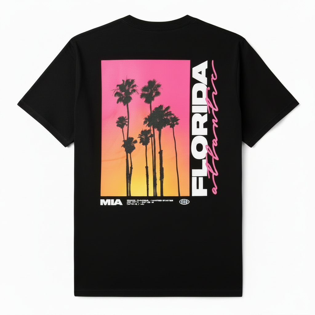T-Shirt Noir Premium Dos Homme Femme | Palm District Miami