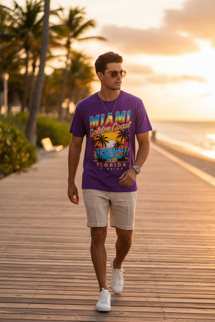 Miami Golden Coast Florida — T-Shirt Violet | Palm District
