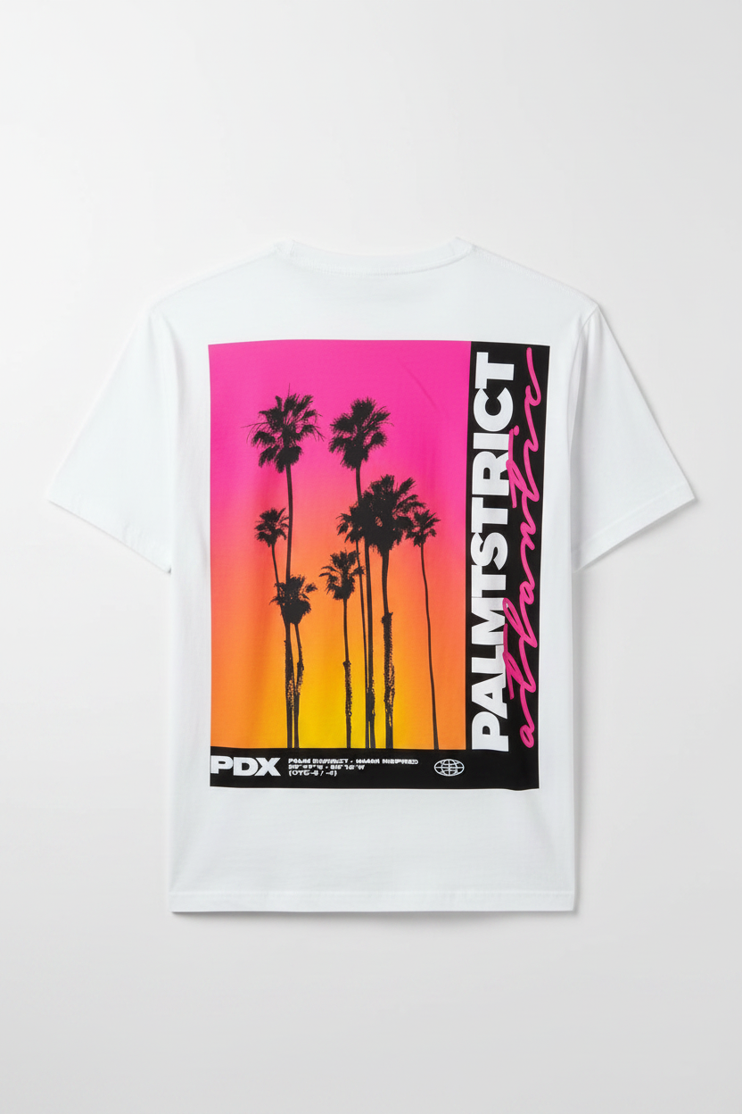 T-Shirt Blanc Premium Dos Homme Femme | Palm District Atlantic Miami