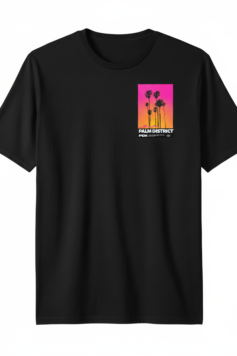 T-Shirt Noir Premium Homme Femme | Palm District Atlantic Miami
