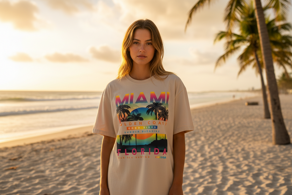 Miami Golden Coast Florida — T-Shirt Beige | Palm District
