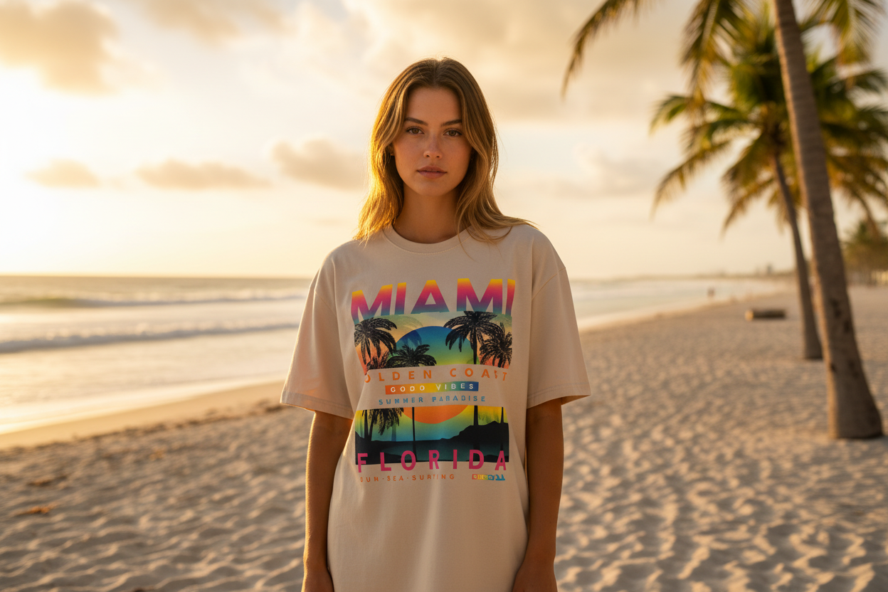 Miami Golden Coast Florida — T-Shirt Beige | Palm District

