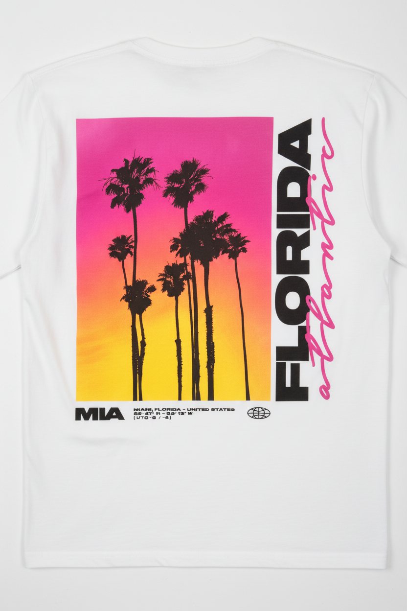 T-Shirt Blanc Premium Dos Homme Femme | Palm District Miami