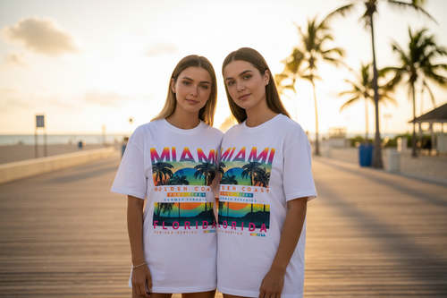 Miami Golden Coast Florida — T-Shirt Blanc | Palm District

