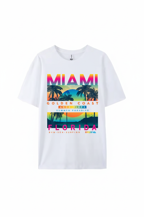 Miami Golden Coast Florida — T-Shirt Blanc | Palm District