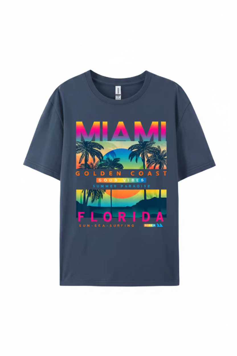 Miami Golden Coast Florida — T-Shirt Bleu Marine | Palm District