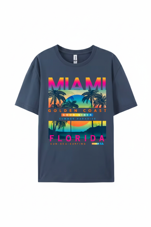 Miami Golden Coast Florida — T-Shirt Bleu Marine | Palm District