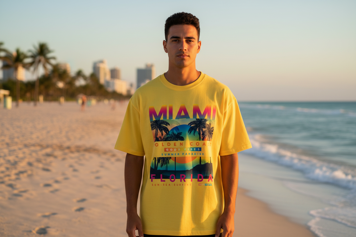 Miami Golden Coast Florida — T-Shirt Jaune | Palm District
