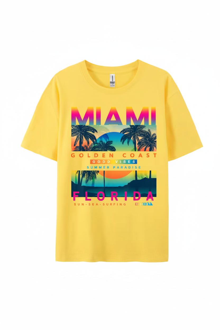 Miami Golden Coast Florida — T-Shirt Jaune | Palm District