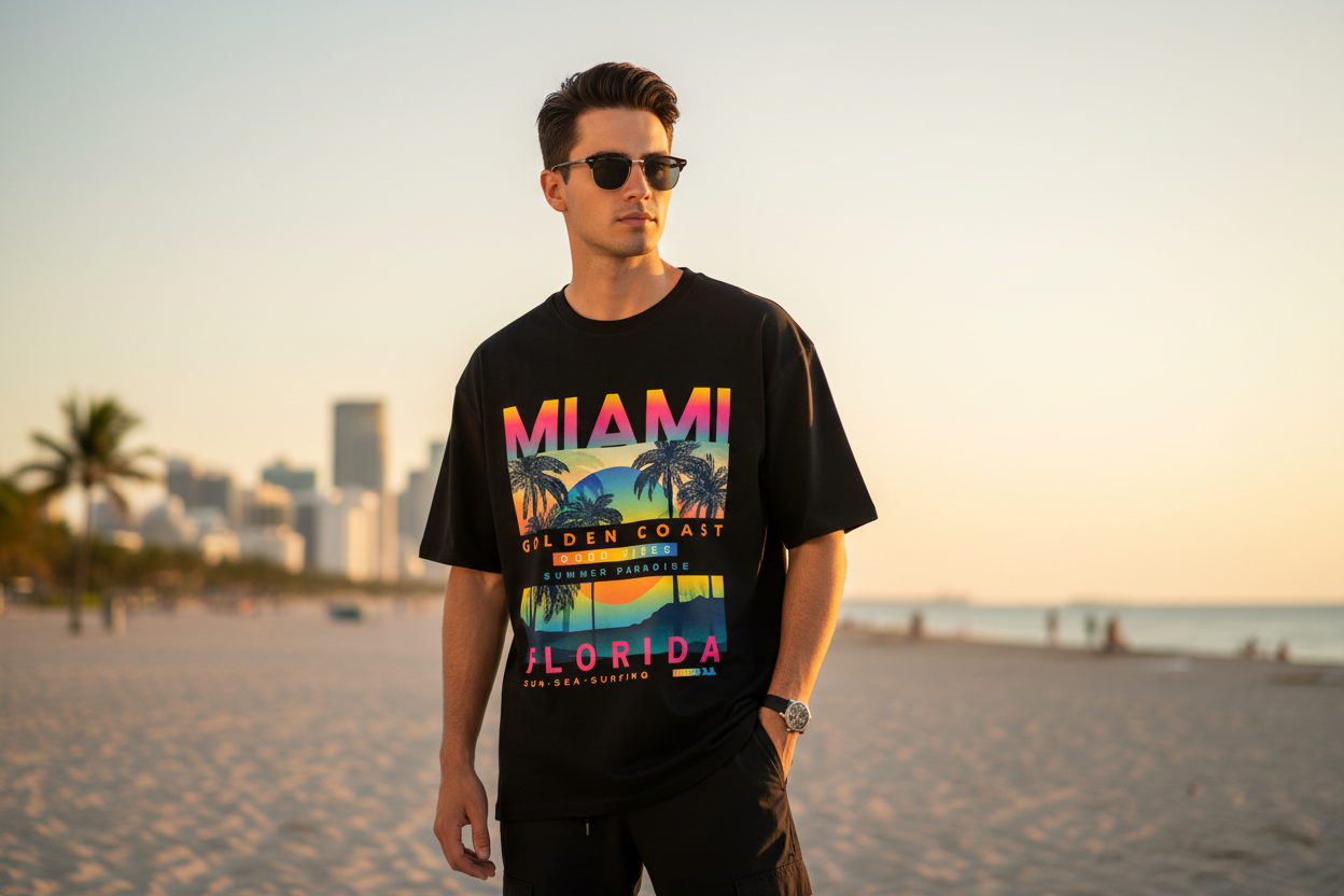 Miami Golden Coast Florida — T-Shirt Noir | Palm District
