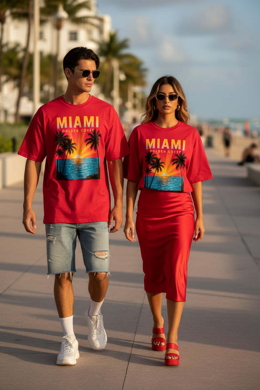 Miami Golden Coast Florida — T-Shirt Rouge | Palm District
