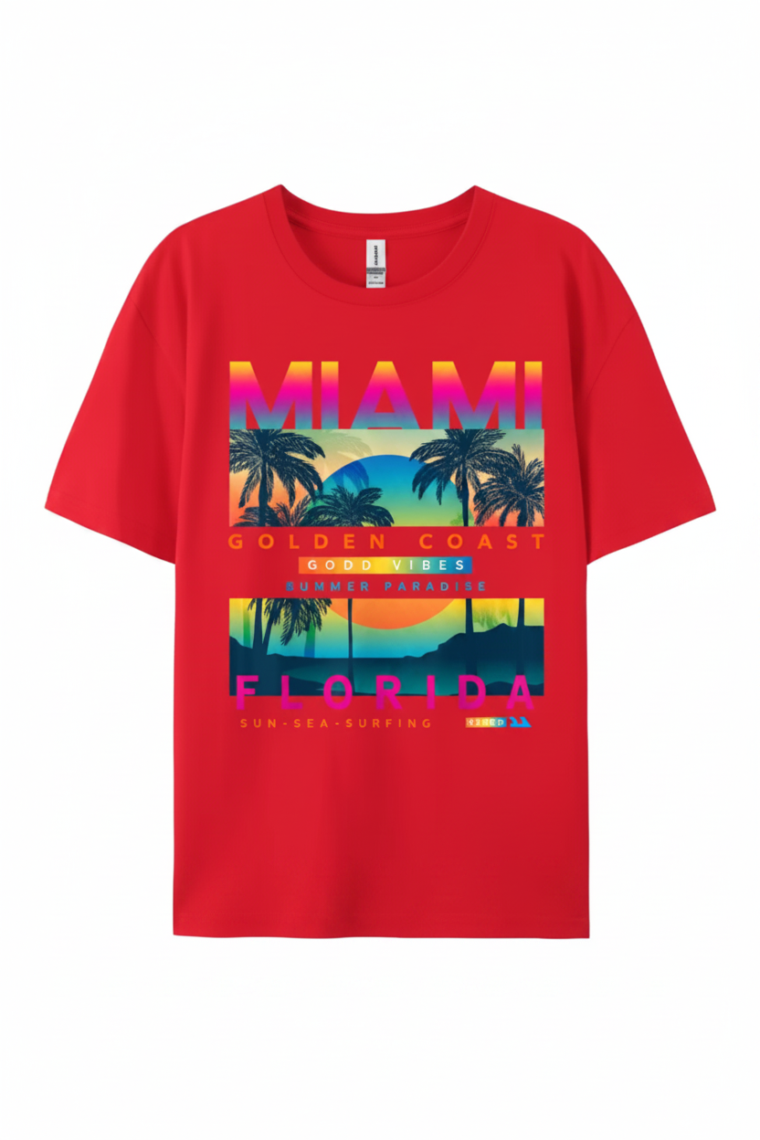 Miami Golden Coast Florida — T-Shirt Rouge | Palm District